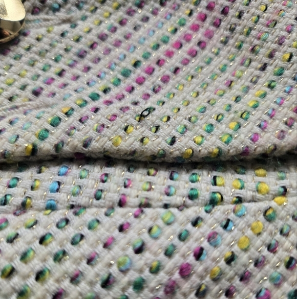 Trina Turk Cream, W Multi Color Woven In Pencil Skirt Gold Accent Buttons W 6 - Picture 5 of 6